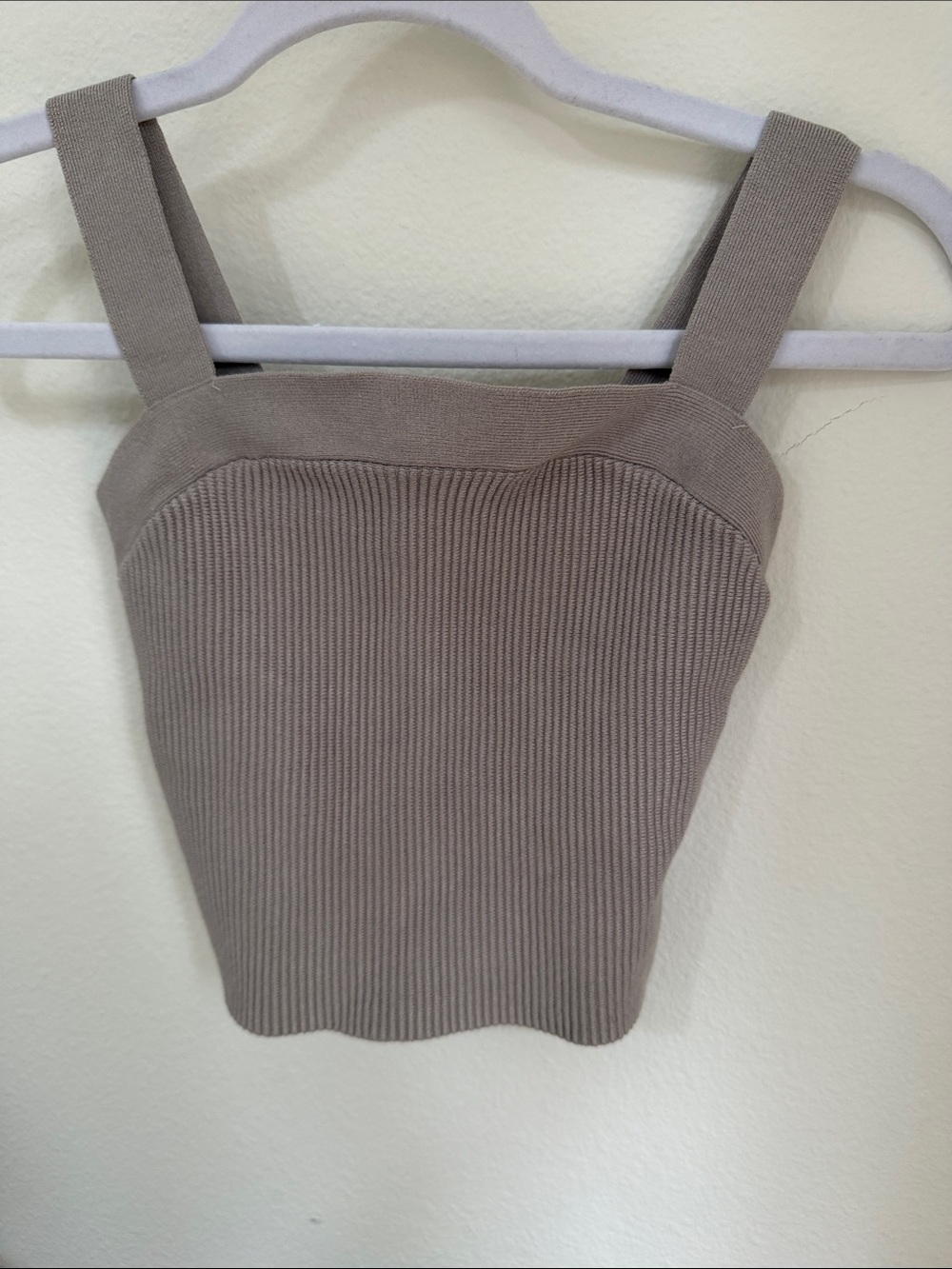 Abercrombie & Fitch Taupe Ribbed Square-Neck Tank